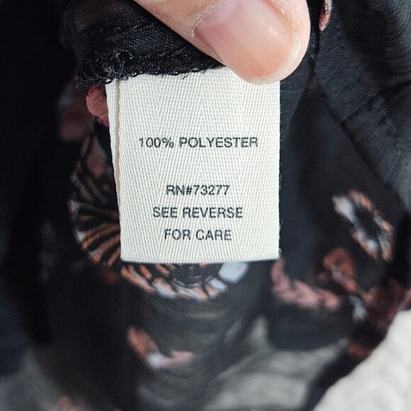 Mudd Cold Shoulder Blouse Womens XS Black Butterfly Print Sheer Boho Fairy Y2K - Picture 4 of 10